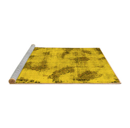 Sideview of Machine Washable Abstract Yellow Modern Rug, wshabs965yw