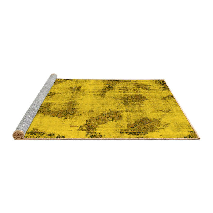 Sideview of Machine Washable Abstract Yellow Modern Rug, wshabs965yw