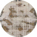 Round Abstract Tan Brown Modern Rug, abs965