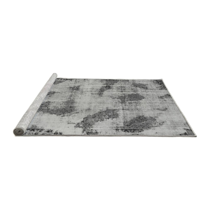 Sideview of Machine Washable Abstract Gray Modern Rug, wshabs965gry