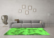 Machine Washable Abstract Green Modern Area Rugs in a Living Room,, wshabs965grn