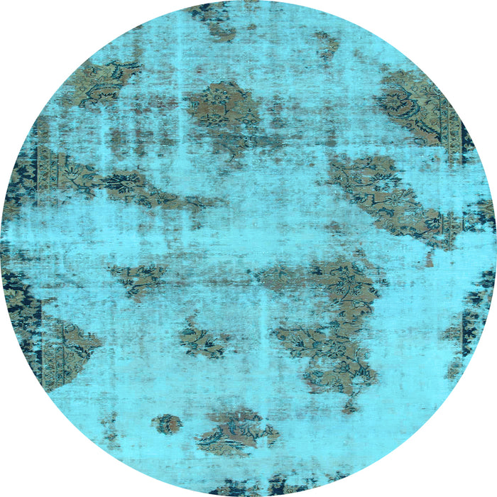 Round Machine Washable Abstract Light Blue Modern Rug, wshabs965lblu