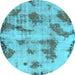 Round Abstract Light Blue Modern Rug, abs965lblu