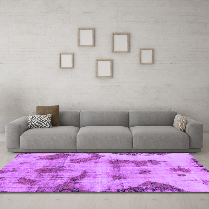 Machine Washable Abstract Purple Modern Area Rugs in a Living Room, wshabs965pur