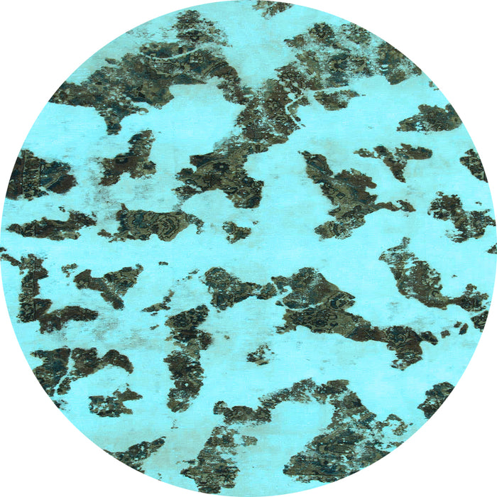 Round Abstract Light Blue Modern Rug, abs966lblu