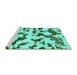 Sideview of Machine Washable Abstract Turquoise Modern Area Rugs, wshabs966turq