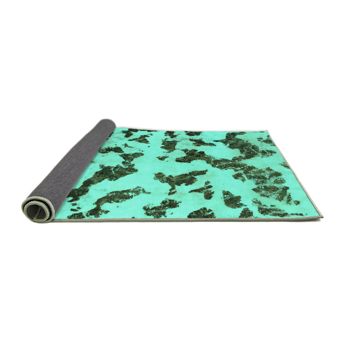 Sideview of Abstract Turquoise Modern Rug, abs966turq