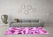 Machine Washable Abstract Pink Modern Rug in a Living Room, wshabs966pnk