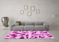 Machine Washable Abstract Pink Modern Rug, wshabs966pnk