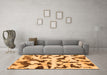 Machine Washable Abstract Orange Modern Area Rugs in a Living Room, wshabs966org