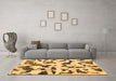 Machine Washable Abstract Brown Modern Rug in a Living Room,, wshabs966brn