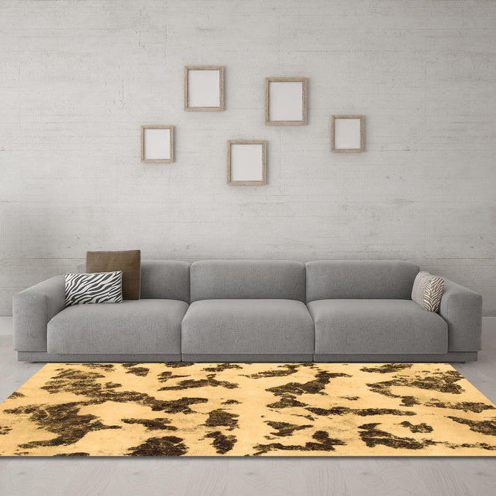 Machine Washable Abstract Brown Modern Rug in a Living Room,, wshabs966brn