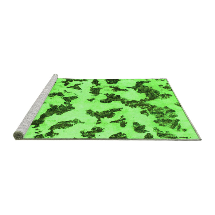 Sideview of Machine Washable Abstract Green Modern Area Rugs, wshabs966grn