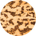 Round Abstract Orange Modern Rug, abs966org