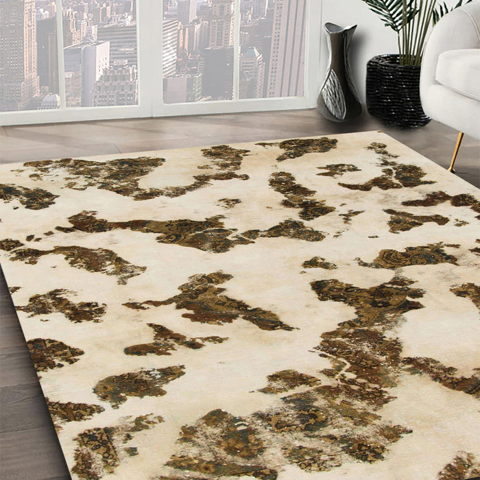 Machine Washable Abstract Brown Rug in a Family Room, wshabs966