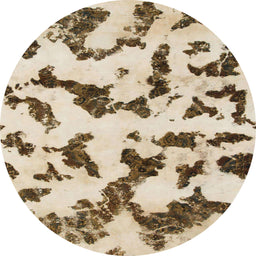 Round Abstract Brown Modern Rug, abs966