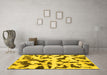 Machine Washable Abstract Yellow Modern Rug in a Living Room, wshabs966yw