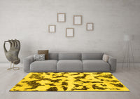 Machine Washable Abstract Yellow Modern Rug, wshabs966yw