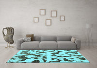 Machine Washable Abstract Light Blue Modern Rug, wshabs966lblu