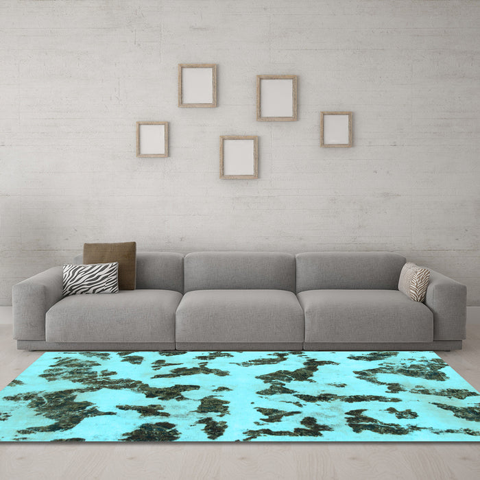 Machine Washable Abstract Light Blue Modern Rug in a Living Room, wshabs966lblu