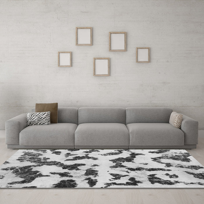 Machine Washable Abstract Gray Modern Rug in a Living Room,, wshabs966gry