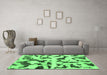 Machine Washable Abstract Emerald Green Modern Area Rugs in a Living Room,, wshabs966emgrn