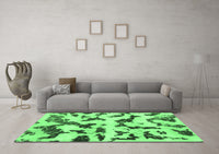 Machine Washable Abstract Emerald Green Modern Rug, wshabs966emgrn