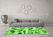 Machine Washable Abstract Green Modern Area Rugs in a Living Room,, wshabs966grn