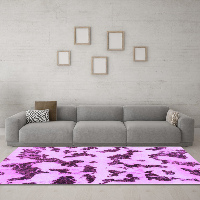Machine Washable Abstract Purple Modern Area Rugs in a Living Room, wshabs966pur
