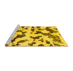 Sideview of Machine Washable Abstract Yellow Modern Rug, wshabs966yw