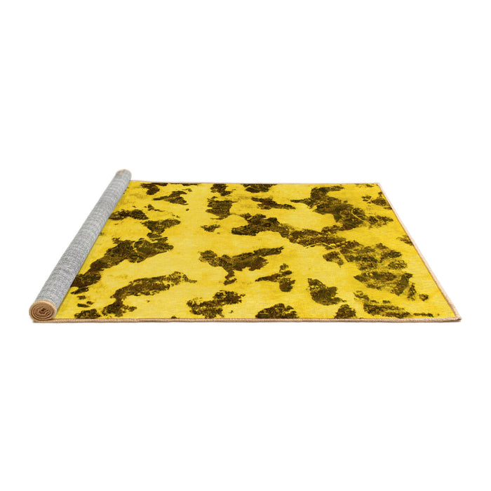 Sideview of Machine Washable Abstract Yellow Modern Rug, wshabs966yw