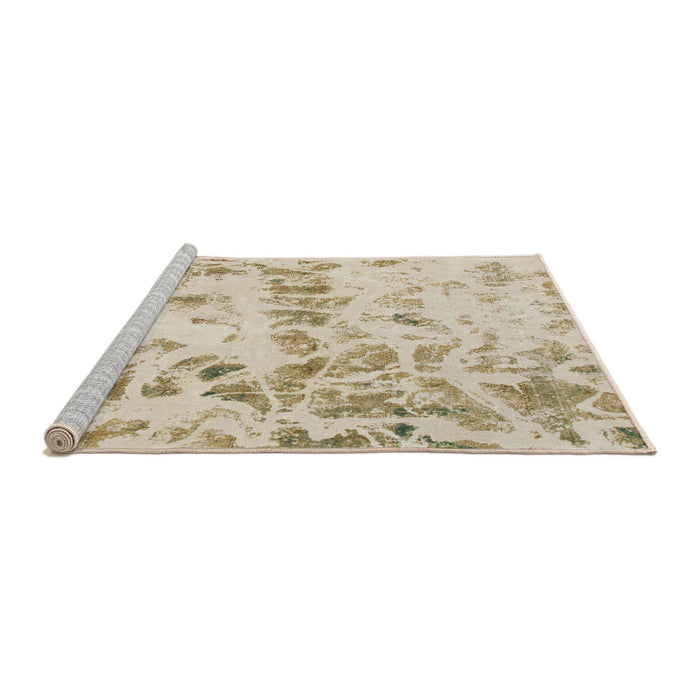 Sideview of Machine Washable Abstract Metallic Gold Rug, wshabs967