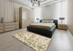 Machine Washable Abstract Metallic Gold Rug in a Bedroom, wshabs967