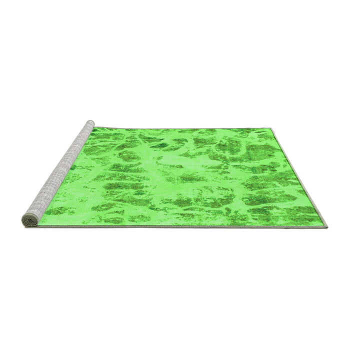 Sideview of Machine Washable Abstract Green Modern Area Rugs, wshabs967grn