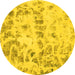 Round Abstract Yellow Modern Rug, abs967yw