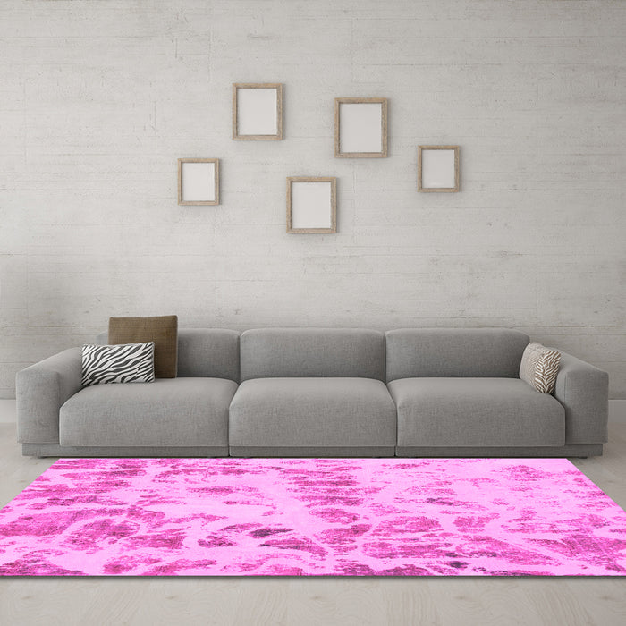 Machine Washable Abstract Pink Modern Rug in a Living Room, wshabs967pnk