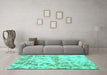 Machine Washable Abstract Turquoise Modern Area Rugs in a Living Room,, wshabs967turq