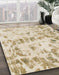 Abstract Metallic Gold Modern Rug in Family Room, abs967