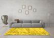 Machine Washable Abstract Yellow Modern Rug in a Living Room, wshabs967yw