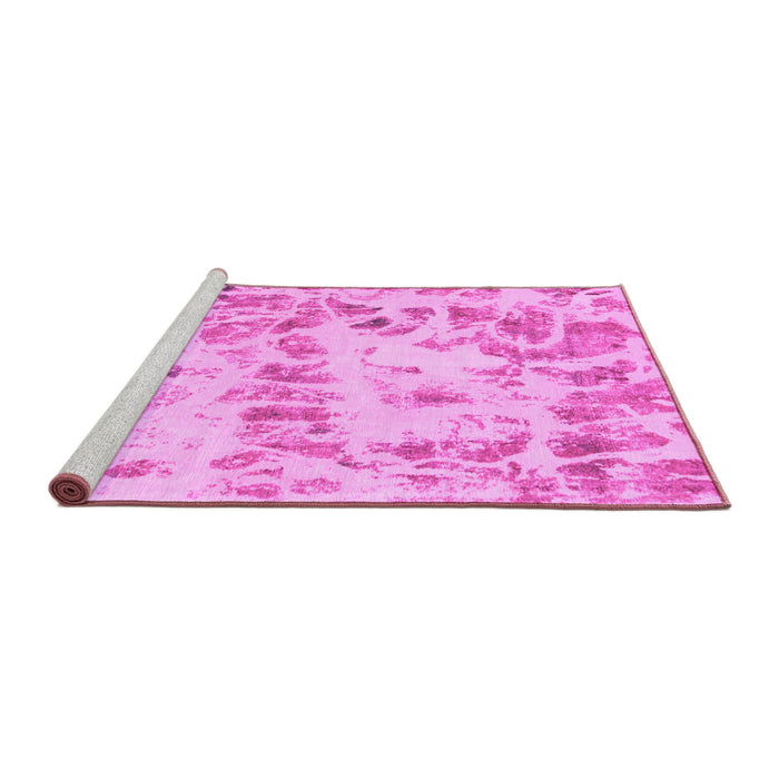 Sideview of Machine Washable Abstract Pink Modern Rug, wshabs967pnk