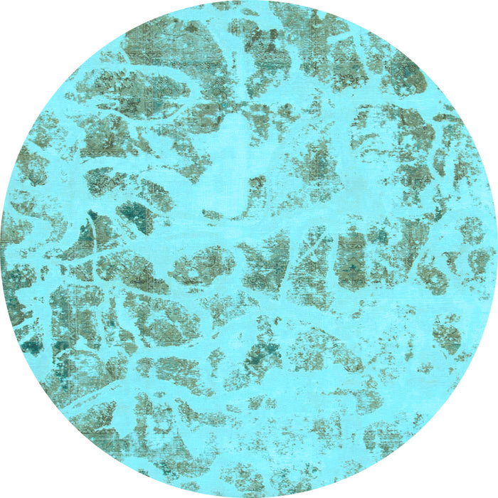 Round Abstract Light Blue Modern Rug, abs967lblu