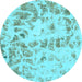 Round Abstract Light Blue Modern Rug, abs967lblu