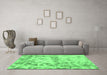 Machine Washable Abstract Emerald Green Modern Area Rugs in a Living Room,, wshabs967emgrn