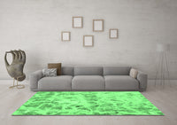 Machine Washable Abstract Emerald Green Modern Rug, wshabs967emgrn