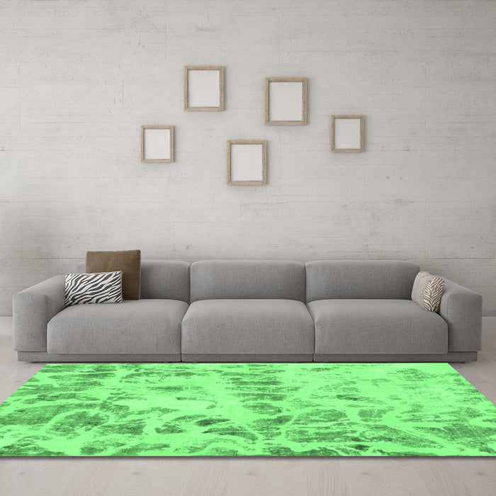 Machine Washable Abstract Emerald Green Modern Area Rugs in a Living Room,, wshabs967emgrn