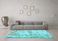 Machine Washable Abstract Light Blue Modern Rug, wshabs967lblu