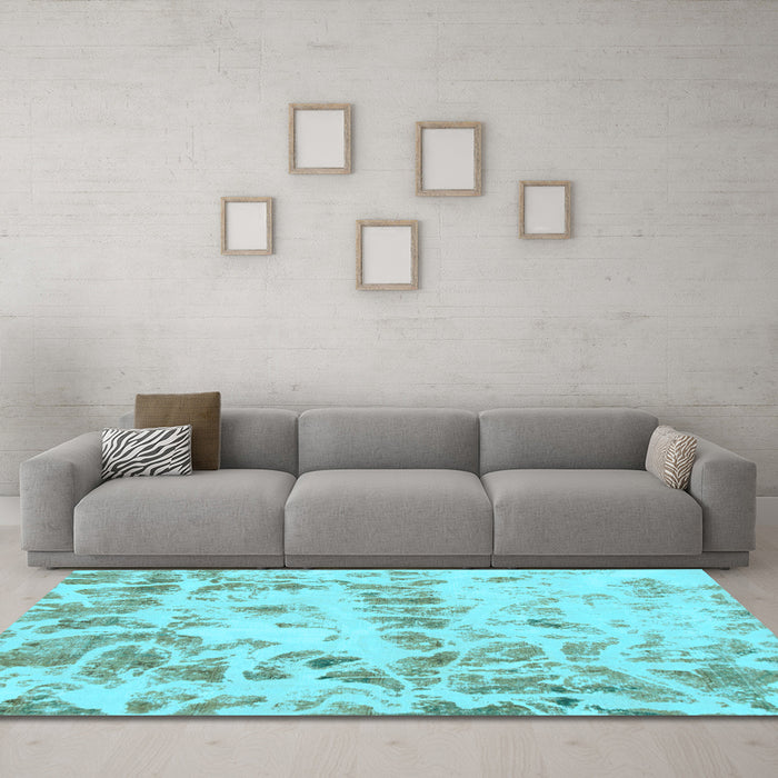 Machine Washable Abstract Light Blue Modern Rug in a Living Room, wshabs967lblu