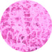 Round Abstract Pink Modern Rug, abs967pnk