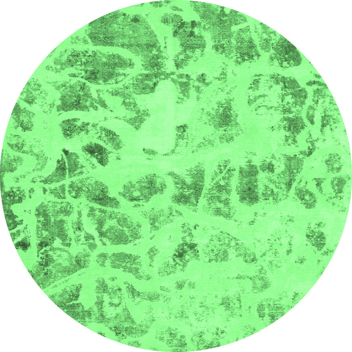 Round Abstract Emerald Green Modern Rug, abs967emgrn