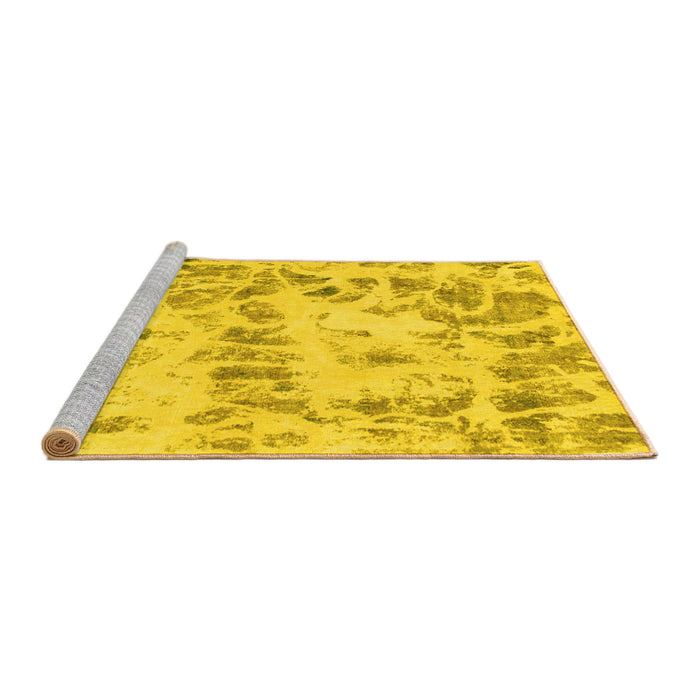 Sideview of Machine Washable Abstract Yellow Modern Rug, wshabs967yw